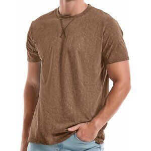 Men's Khaki T Shirts Premium Cotton Crew Neck Tees Process Moderate Elasticity